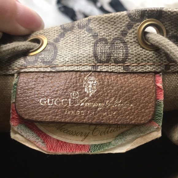 AUTHENTIC VINTAGE COATED CANVAS GUCCI DRAWSTRING BAG - Picture 17 of 17
